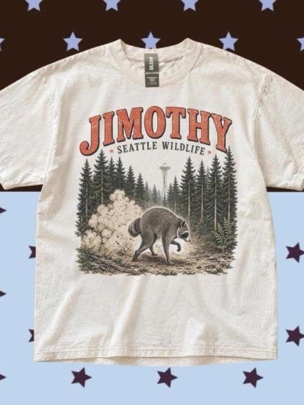 Gildan White Jimothy Racoon Seattle Wildlife Cute Graphic Tee